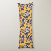 Vogels en bloesems op geel lichaamskussen (Achterkant (Verticaal))