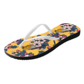 Vogels en bloesems op geel teenslippers (Schuin)
