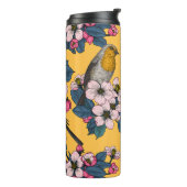 Vogels en bloesems op geel thermosbeker (Gedraaid links)