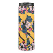 Vogels en bloesems op geel thermosbeker (Achterkant)