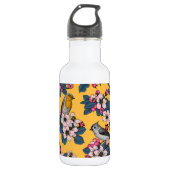 Vogels en bloesems op geel waterfles  (Voorkant)
