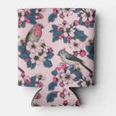 Vogels en bloesems op roze blikjeskoeler (Voorkant)