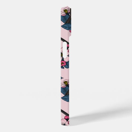 Vogels en bloesems op roze Case-Mate iPhone case (Achterkant / Rechts)