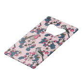 Vogels en bloesems op roze creditkaart flessenopener (Voorkant Gekanteld)