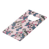 Vogels en bloesems op roze creditkaart flessenopener (Achterkant Gekanteld)