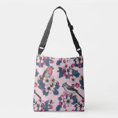 Vogels en bloesems op roze crossbody tas (Voorkant)
