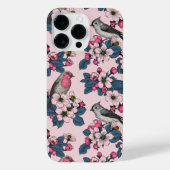 Vogels en bloesems op roze iPhone hoesje (Achterkant)