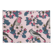 Vogels en bloesems op roze kussensloop (Achterkant-Rechts)