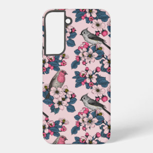 Vogels en bloesems op roze samsung galaxy hoesje