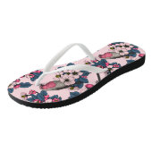 Vogels en bloesems op roze teenslippers (Schuin)
