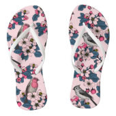 Vogels en bloesems op roze teenslippers (Voetbed)