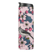Vogels en bloesems op roze thermosbeker (Geroteerd rechts)
