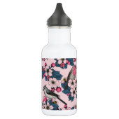 Vogels en bloesems op roze waterfles  (Links)