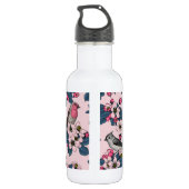 Vogels en bloesems op roze waterfles  (Achterkant)