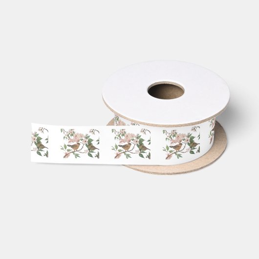 Vogels en bloesems satijnen lint (Spoel)
