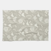 Vogels en bloesems Tan & Cream Theedoek (Horizontaal)