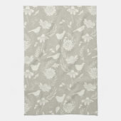 Vogels en bloesems Tan & Cream Theedoek (Verticaal)