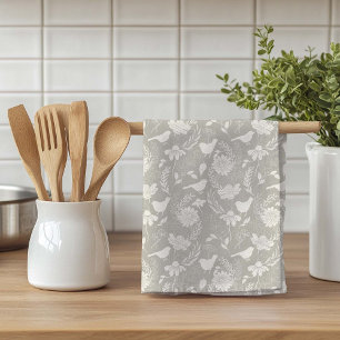 Vogels en Bloesems Tan & Crème Theedoek