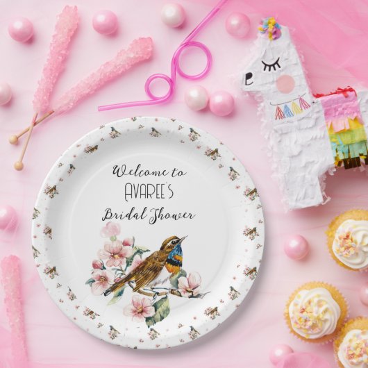 Vogels en bloesems Tea Party Shower Papieren Bordje (Feest)