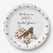 Vogels en bloesems Tea Party Shower Papieren Bordje (Voorkant)