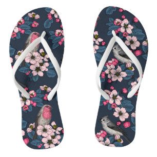 Vogels en bloesems teenslippers