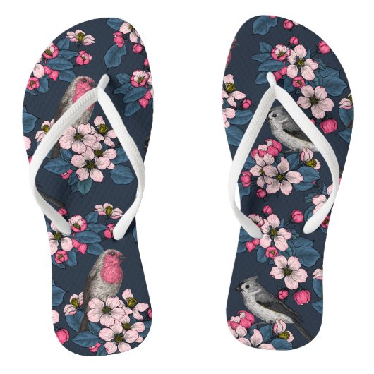 Vogels en bloesems teenslippers (Voetbed)