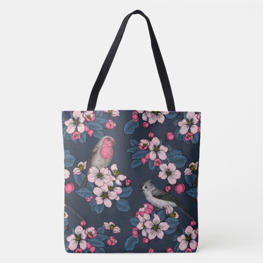 Vogels en bloesems tote bag (Voorkant)
