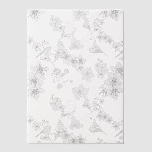 Vogels en bloesems vellum uitnodigingen (Voorkant)