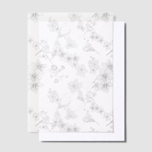 Vogels en bloesems vellum uitnodigingen (Offset)