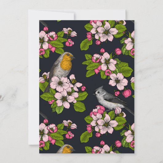 Vogels en bloesems, zwart (Voorkant)