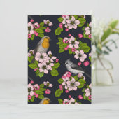 Vogels en bloesems, zwart (Staand voorkant)