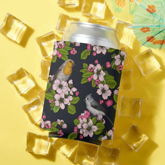 Vogels en bloesems, zwart blikjeskoeler (Insitu Zomer)