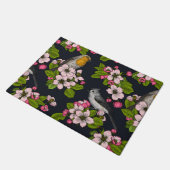 Vogels en bloesems, zwart deurmat (Schuin)