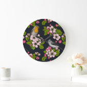 Vogels en bloesems, zwart grote klok (Huis)