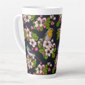 Vogels en bloesems, zwart latte mok (Linkerhoek)