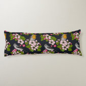 Vogels en bloesems, zwart lichaamskussen (Achterkant)