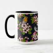 Vogels en bloesems, zwart mok (Links)