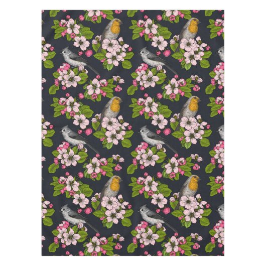 Vogels en bloesems, zwart tafelkleed (Voorkant)