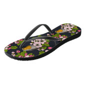 Vogels en bloesems, zwart teenslippers (Schuin)