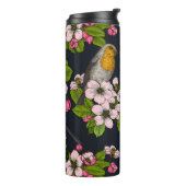 Vogels en bloesems, zwart thermosbeker (Gedraaid links)