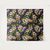 Vogels en bloesems, zwart wandkleed (Voorkant (horizontaal))