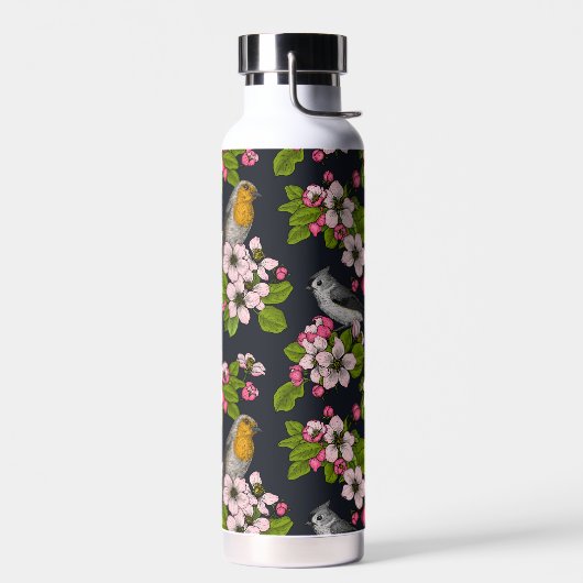 Vogels en bloesems, zwart waterfles (Links)