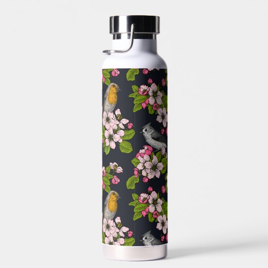 Vogels en bloesems, zwart waterfles (Rechts)