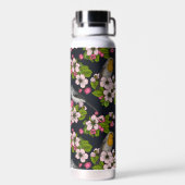 Vogels en bloesems, zwart waterfles (Achterkant)