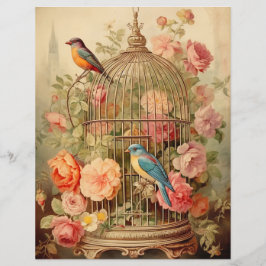 Vogels en Blooms Scrapbook Papier