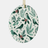 Vogels en Boughs Vakantie Motief Keramisch Ornament (Rechts)