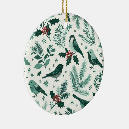Vogels en Boughs Vakantie Motief Keramisch Ornament (Rechts)