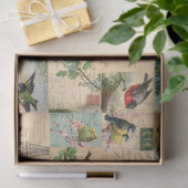 Vogels en Briefkaarten Collage Ephemera Weefsel Tissuepapier (Geschenk)
