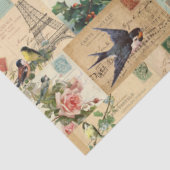 Vogels en Briefkaarten Collage Ephemera Weefsel Tissuepapier (Detail)