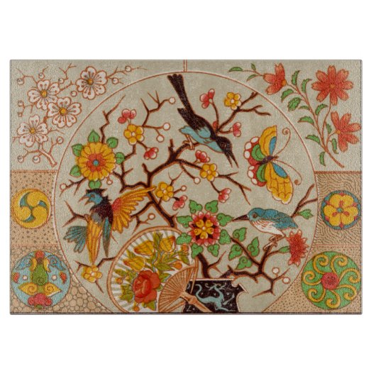 Vogels en buiken, snijvlak voor glas snijplank (Voorkant)